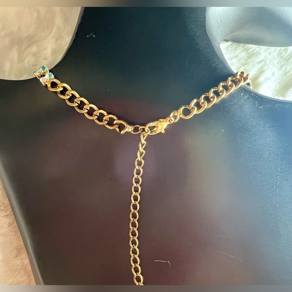 ALDO Statement Necklace with Mixed Gemstones and Rhinestones in Gold Base Tone - Picture 9 of 9